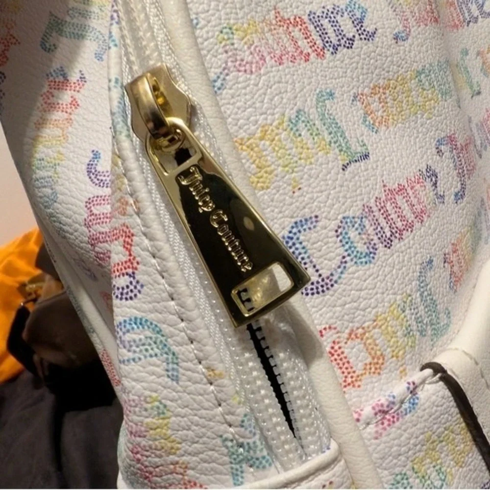 Juicy‎ Couture White Leather Multi Colored Monogram Backpack